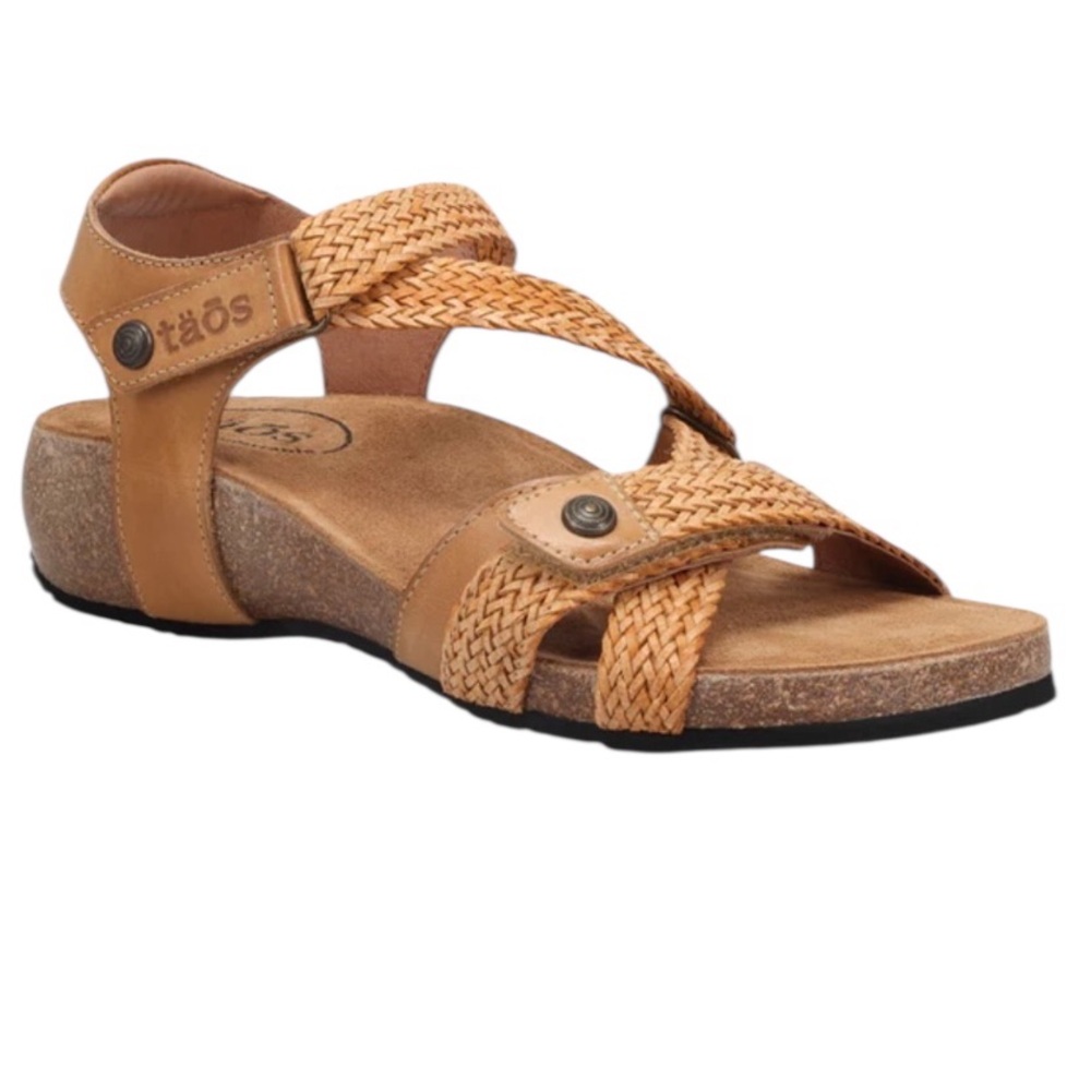 Taos Trulie tan braided leather lightweight sandals